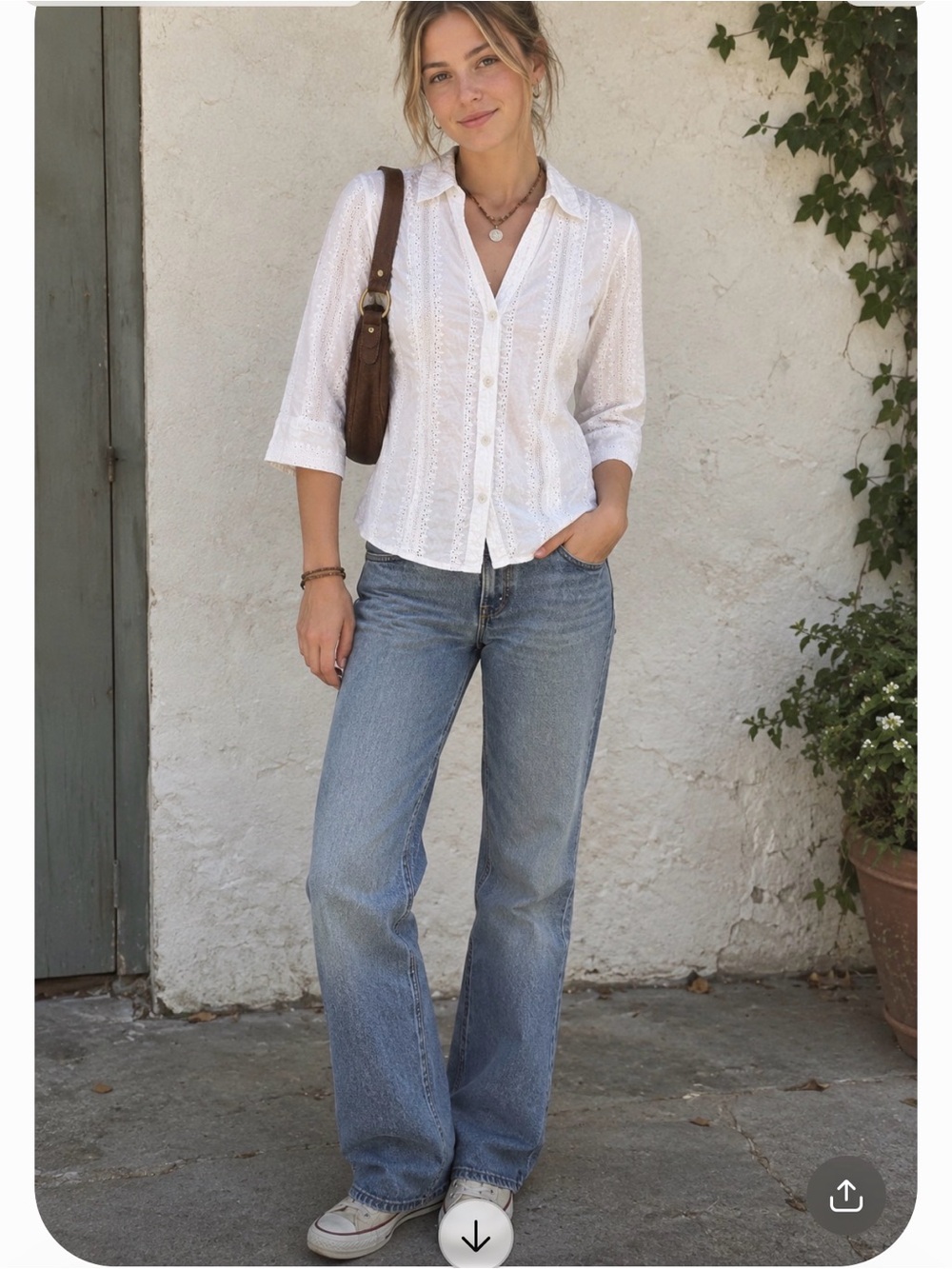 VTG old navy white cotton eyelet blouse top size small Y2K,3/4 sleeve